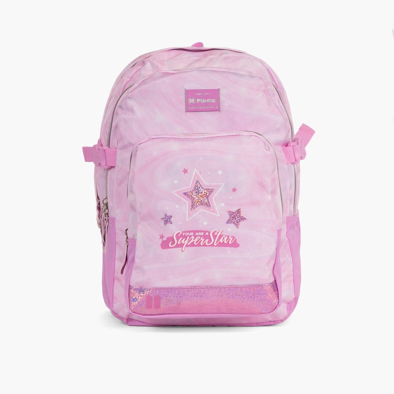 PAUSE Pink Logo Detail Backpack for Girls - Image 3